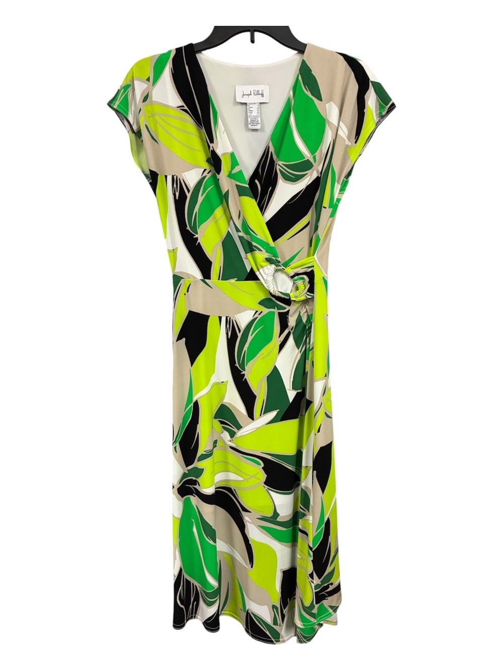 JOSEPH RIBKOFF ring floral silky knit wrap dress in vanilla multi tropical sz 6